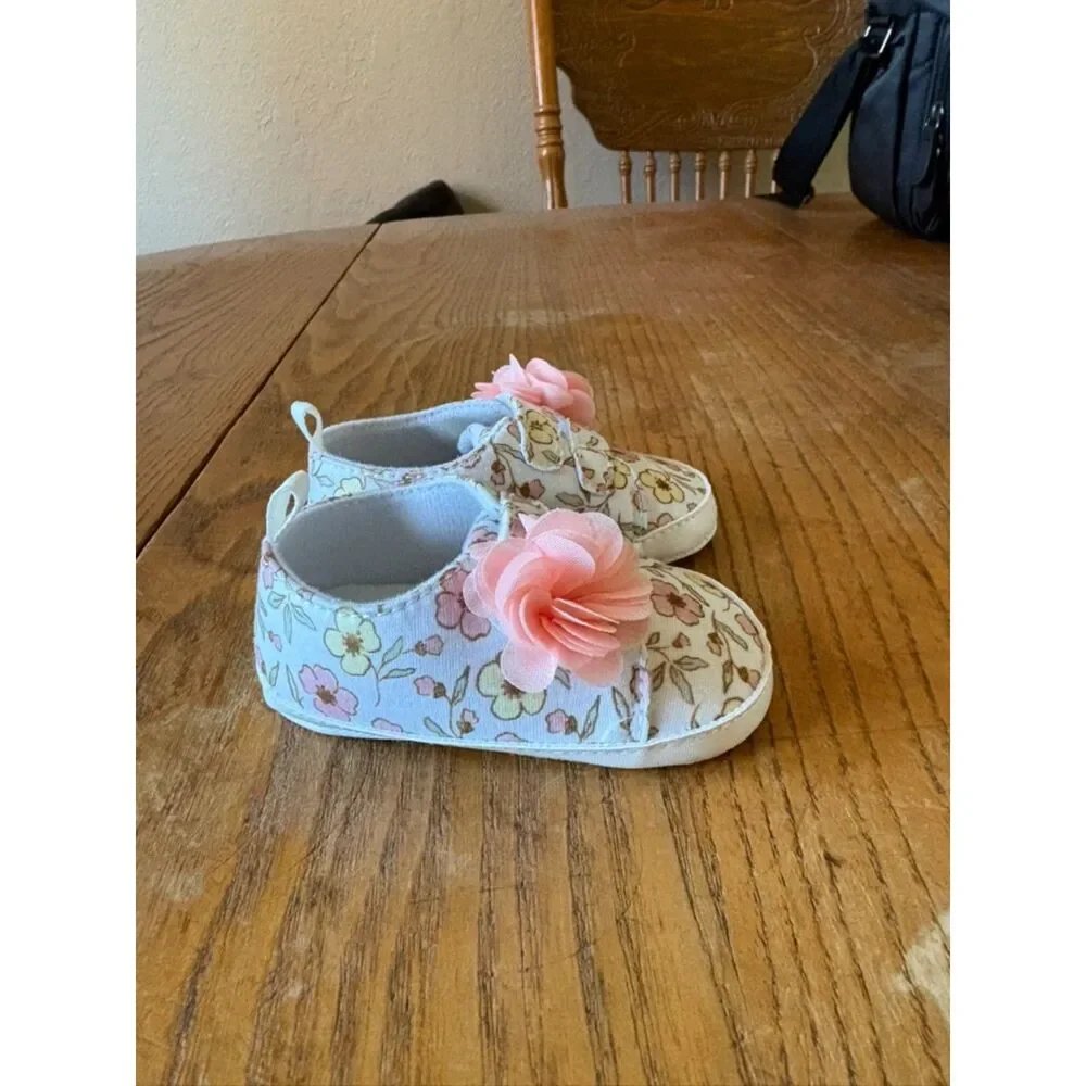 Carter's Pink and Yellow Flower 3-6 Month Shoes